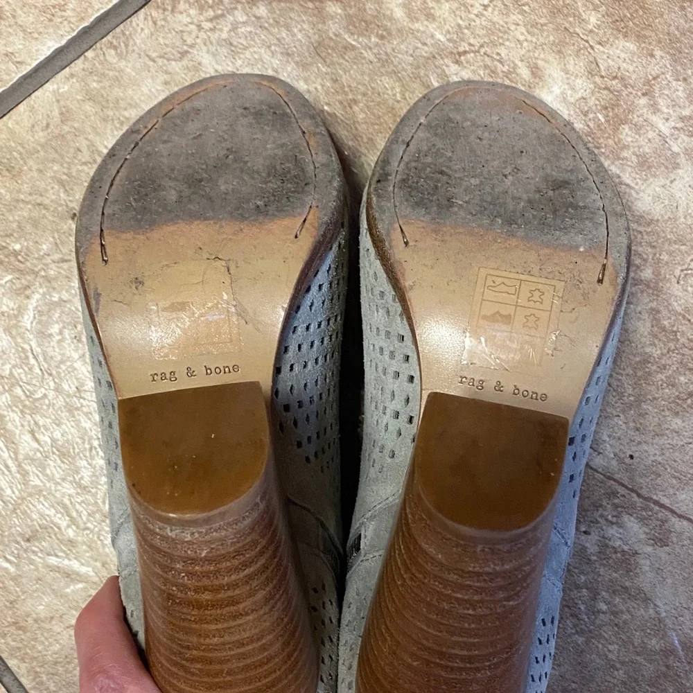 rag & bone New York Light Gray Perforated Size 7.5 Heeled Ankle Boots - Picture 10 of 10